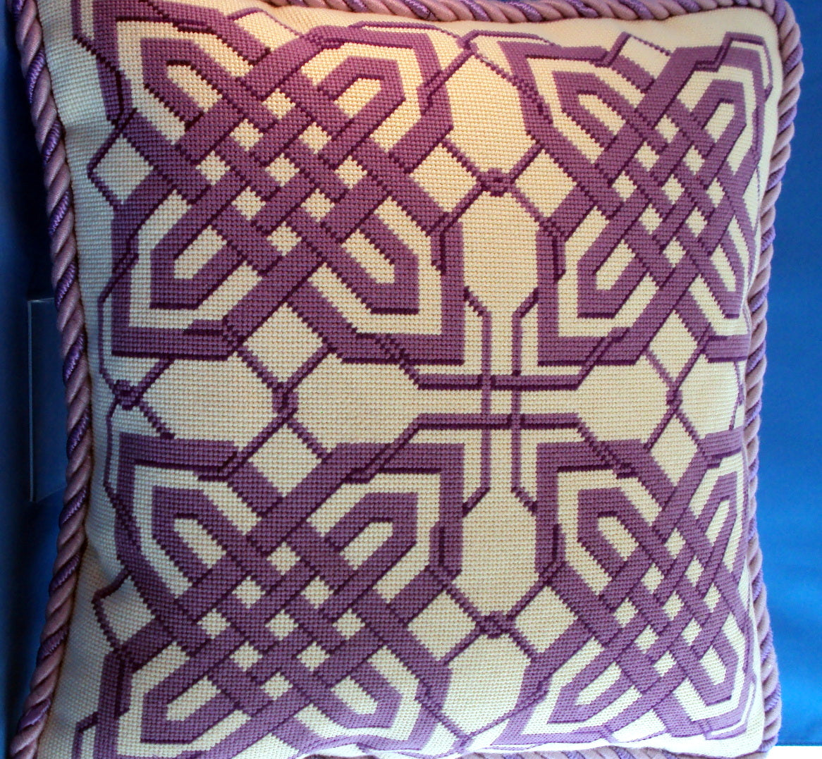 Susan Battle Needlepoint Purple Lattice