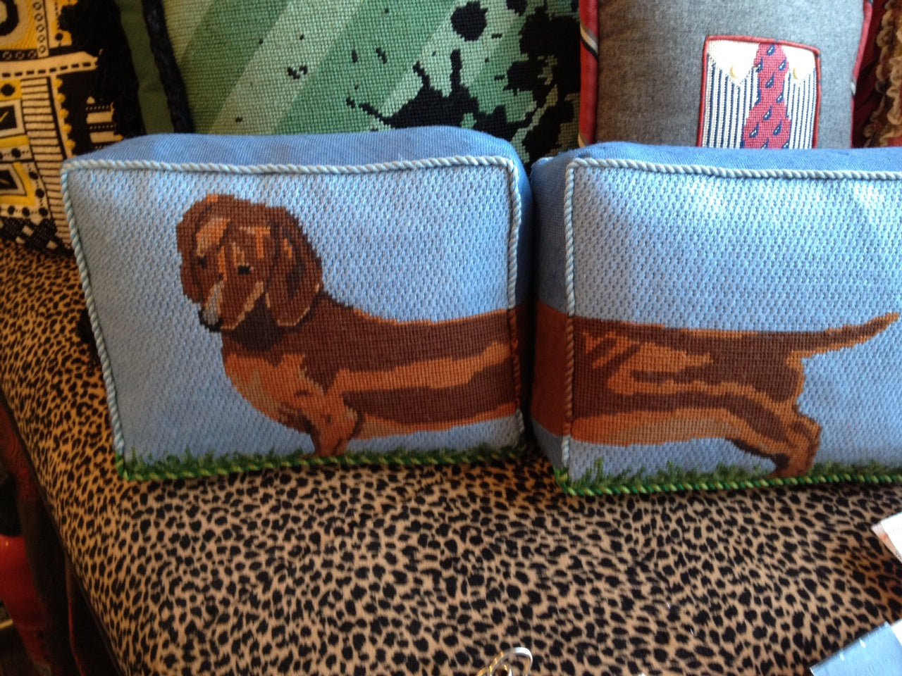 Susan Battle Needlepoint 's Two Part Dachshund Pillow