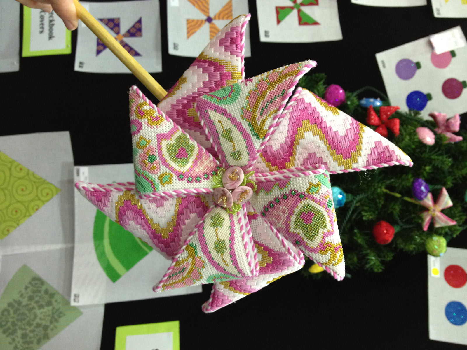 Finished Pinwheel Needlepoint Canvas from What's the Point?