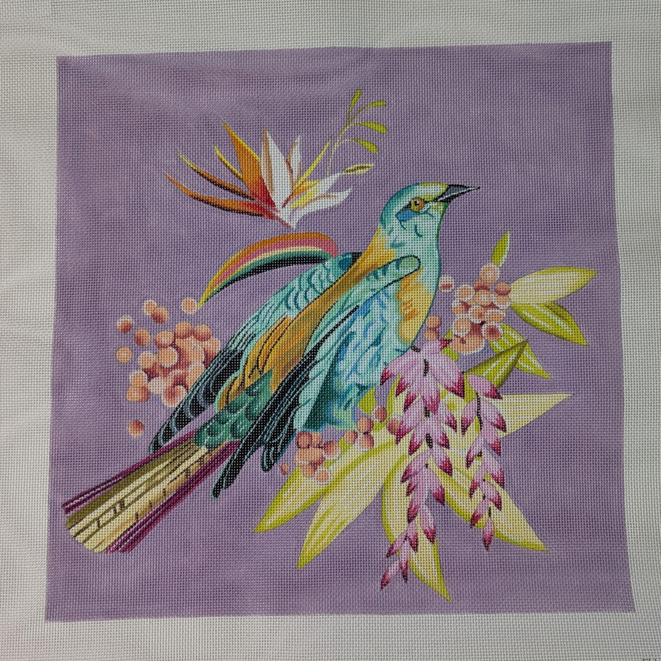 Awaiting Flight Teal Bird on Lavender