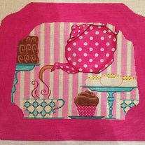 Susan Battle Needlepoint's Tea Cups child's rocking chair