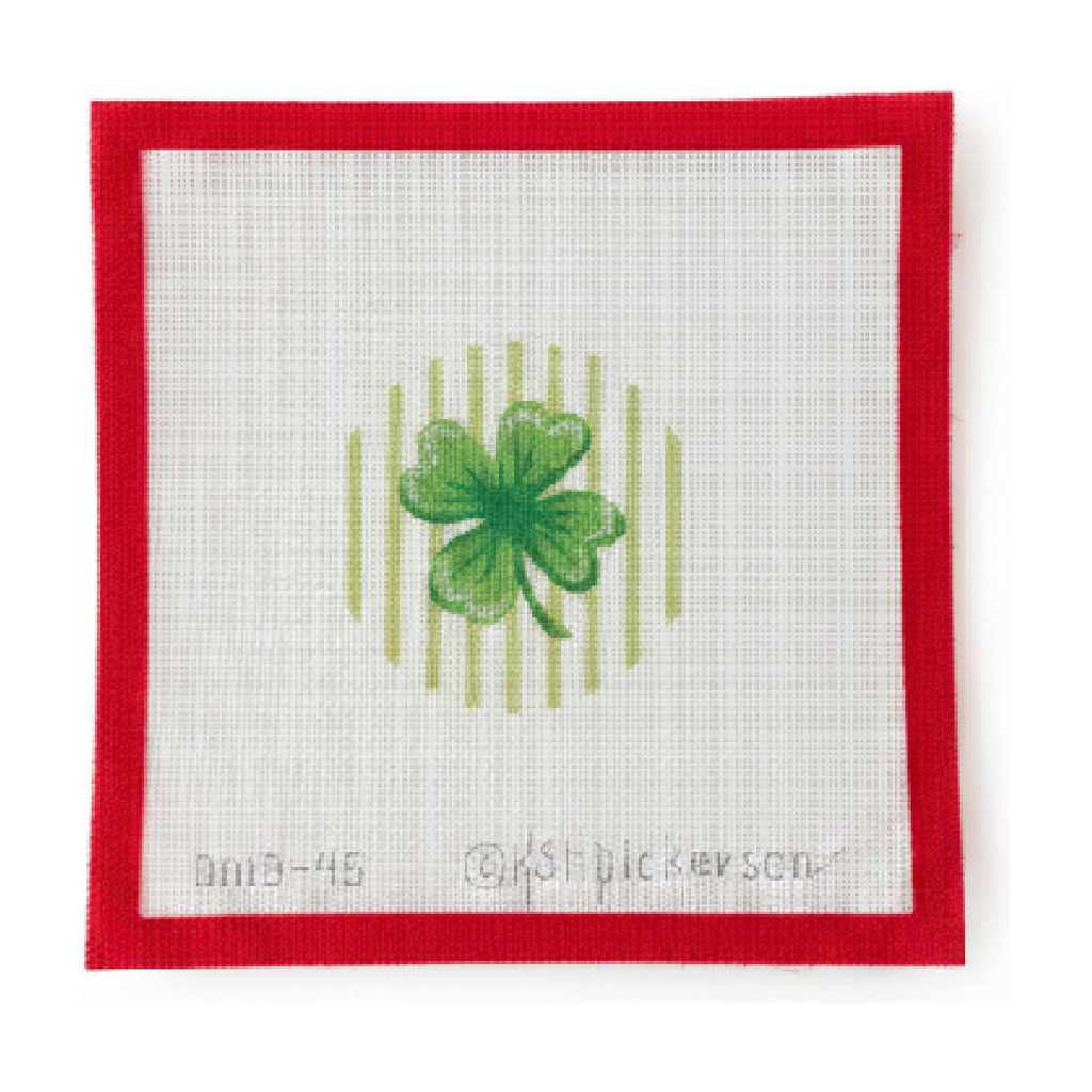 Four Leaf Clover on Stripes round