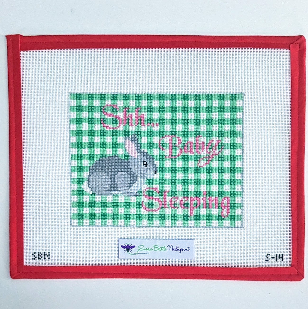 Bunny on Gingham Baby Sleeping