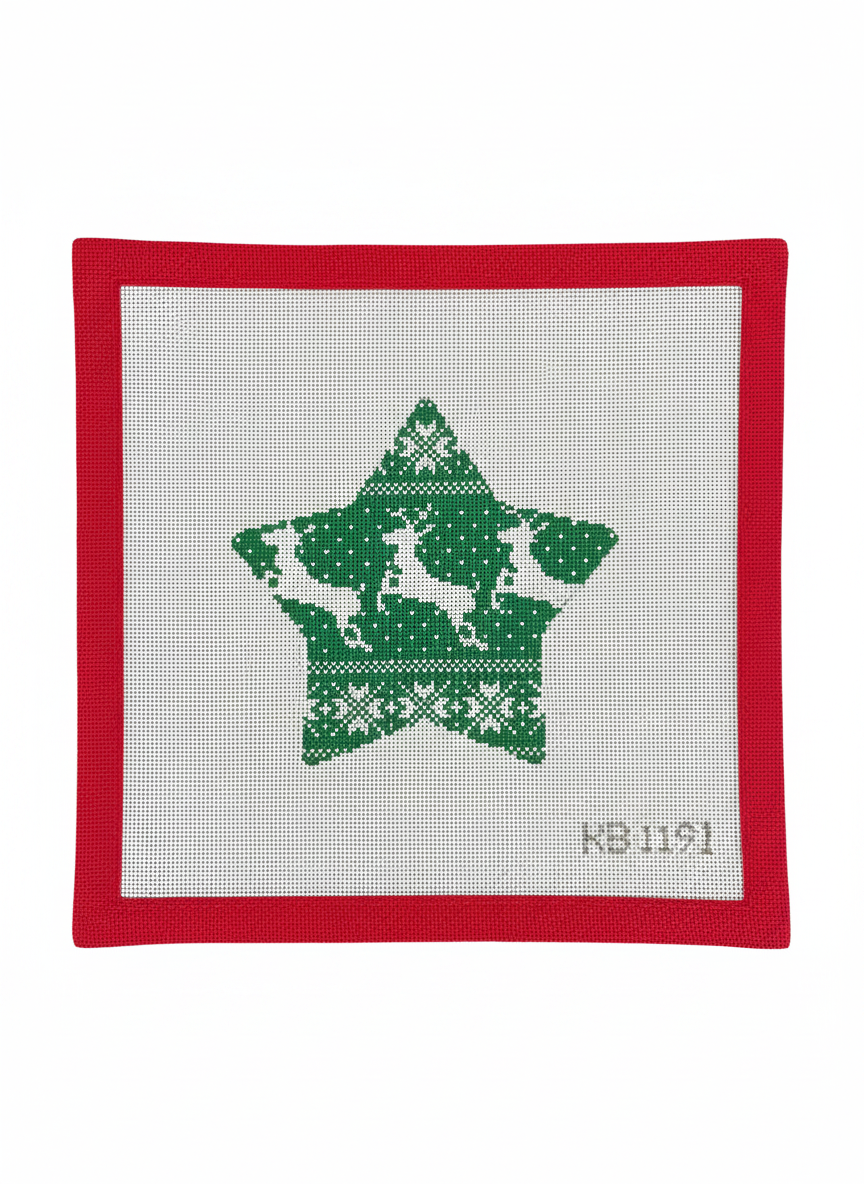 Nordic Reindeer Xmas Star Green