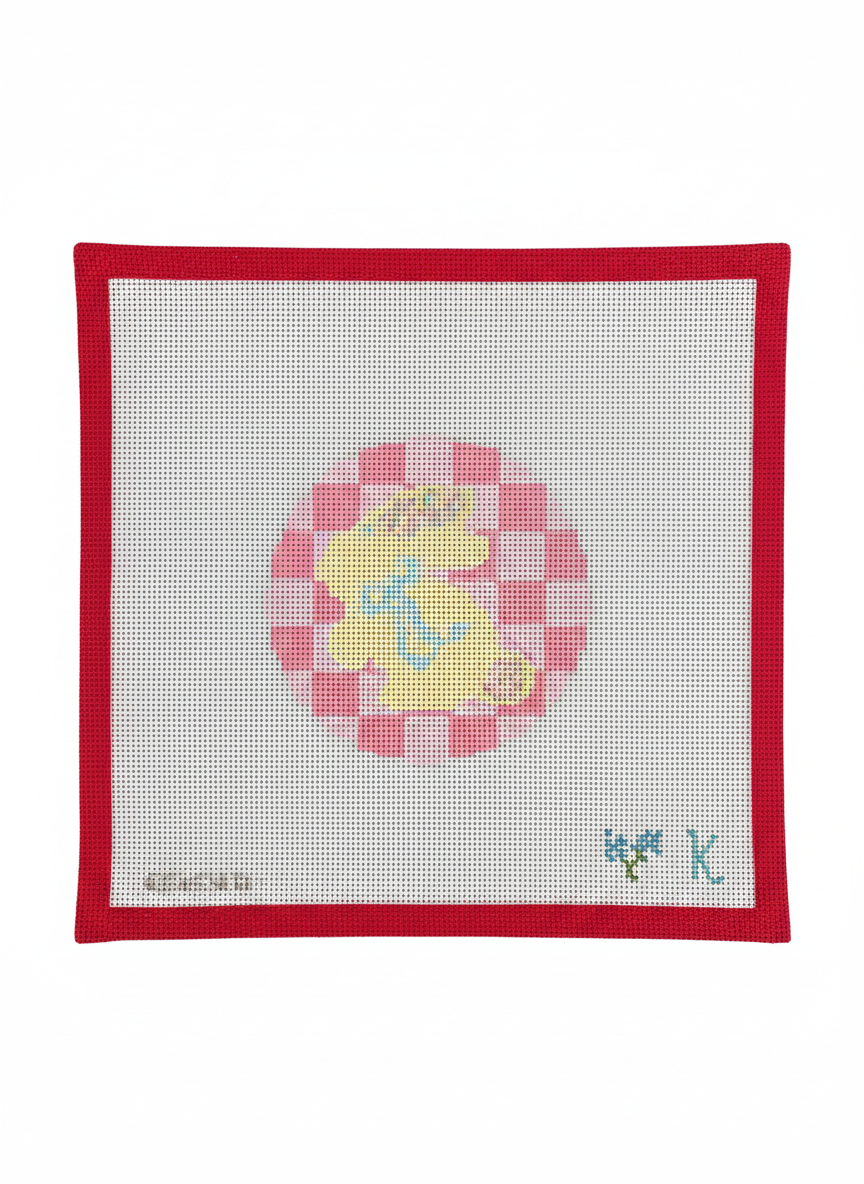 Bunny with Sprinkle Ears on Pink Check