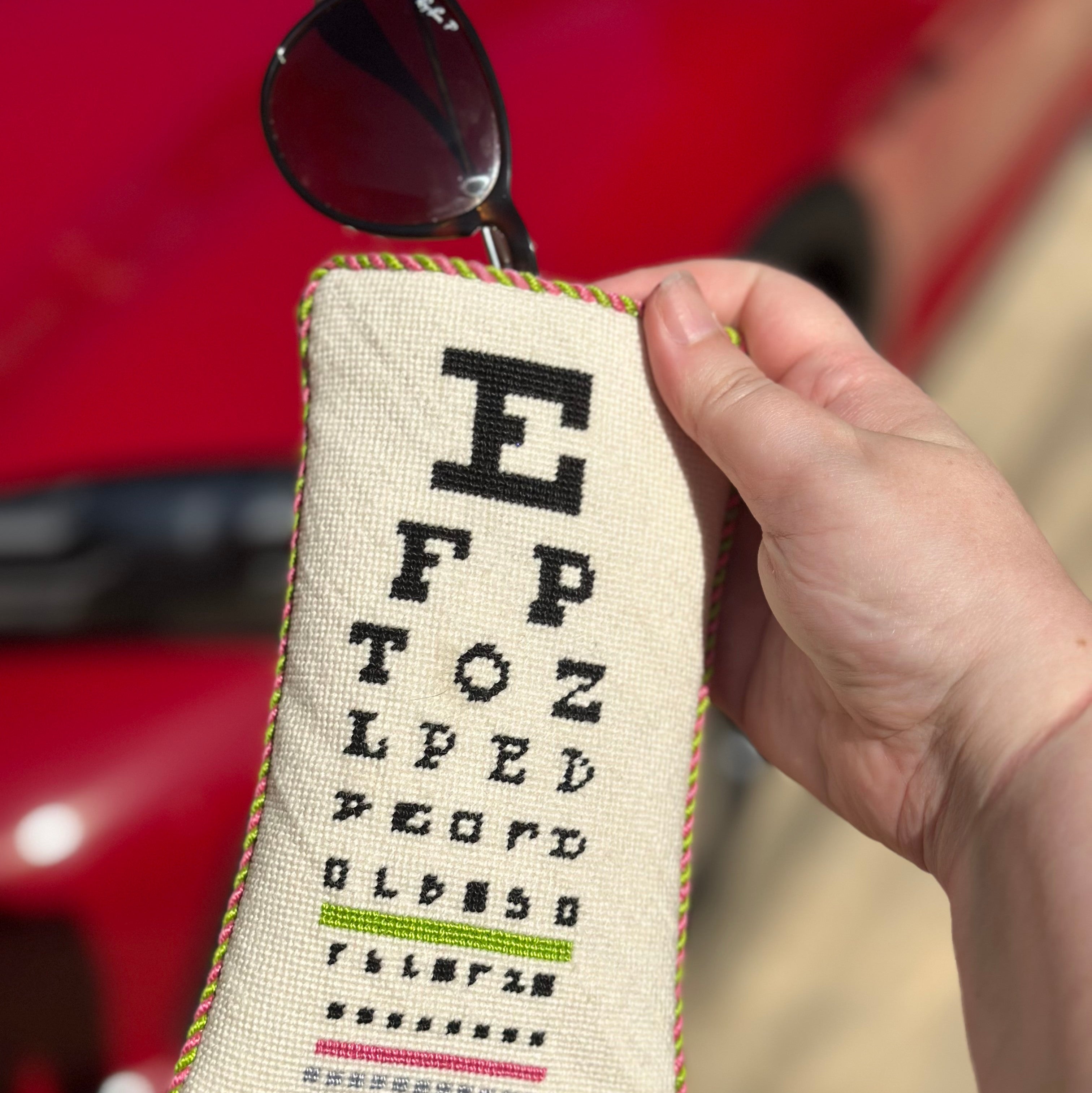 Eye Chart Eyeglass Case on 13 mesh