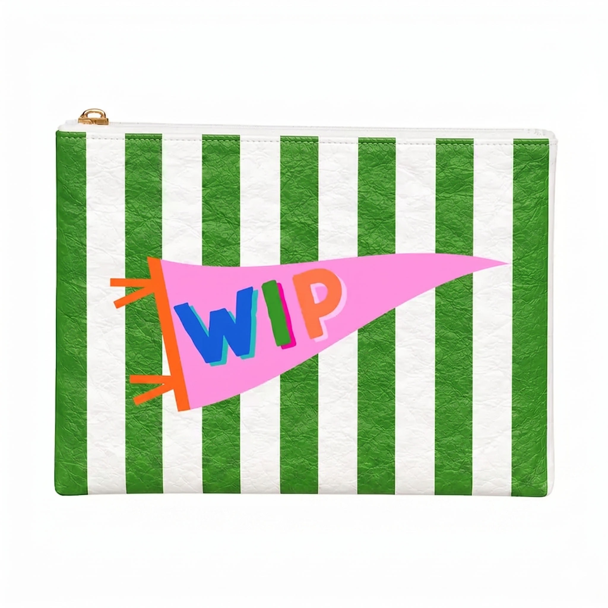 "WIP" Banner Green Stripe Project Bag
