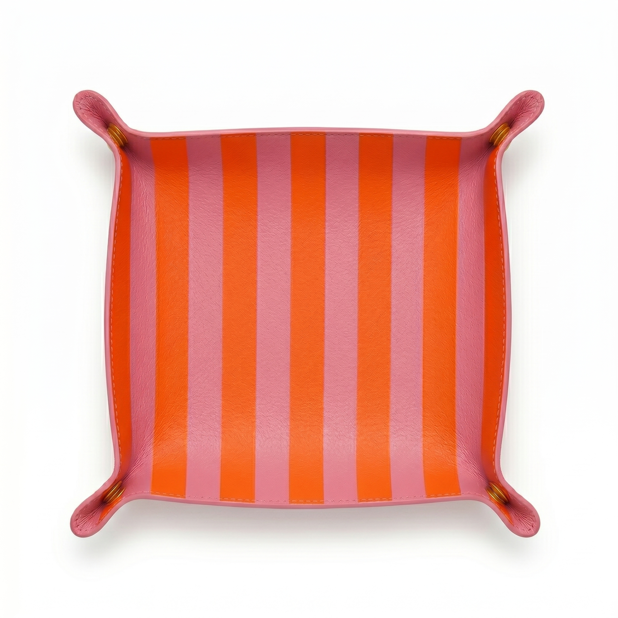 Pink & Orange Preppy Striped Trinket/Valet Tray