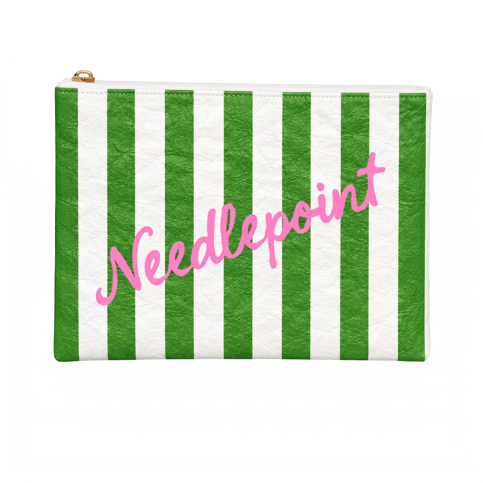 "Needlepoint" Green Stripe Project Bag
