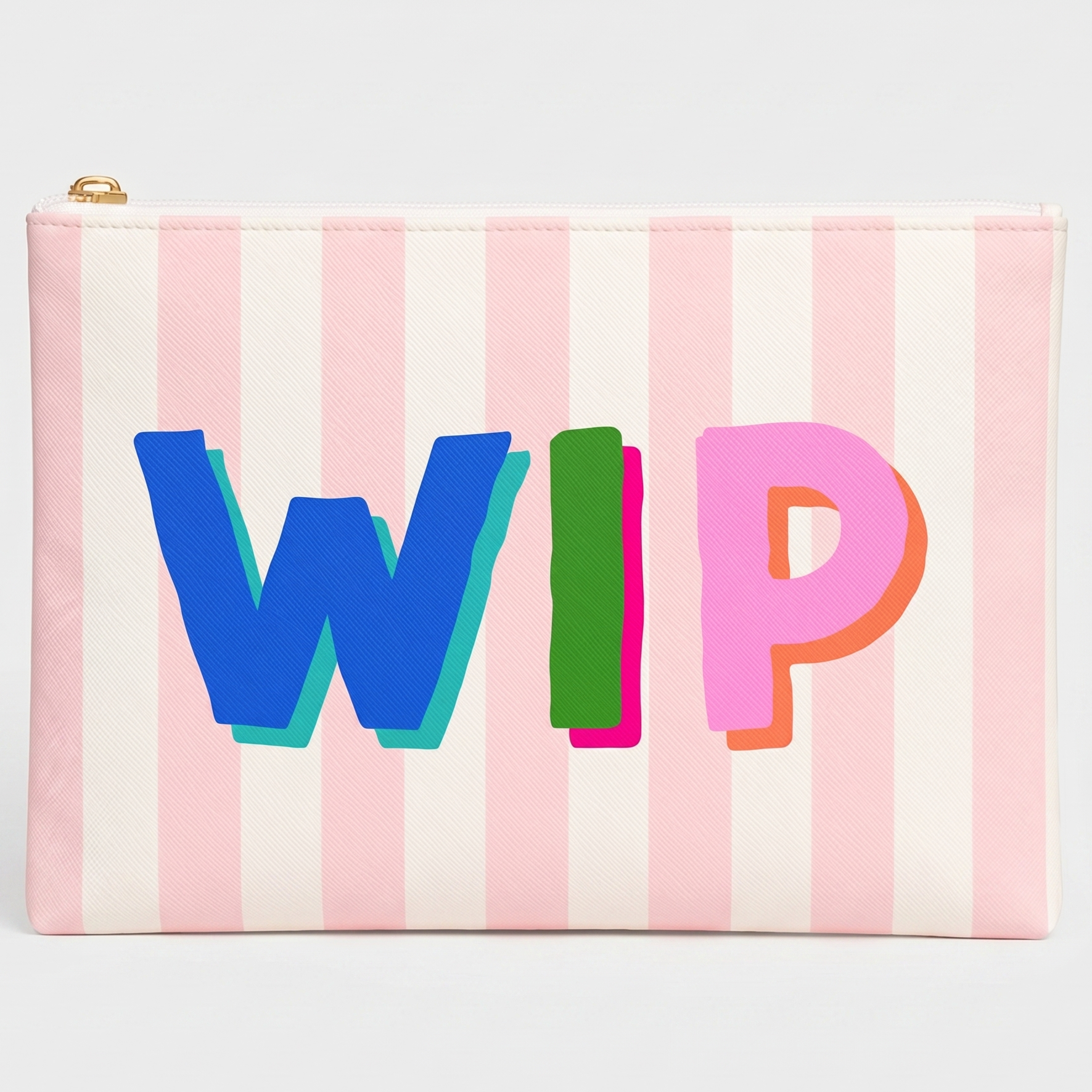 "WIP" Pink Stripe Project Bag