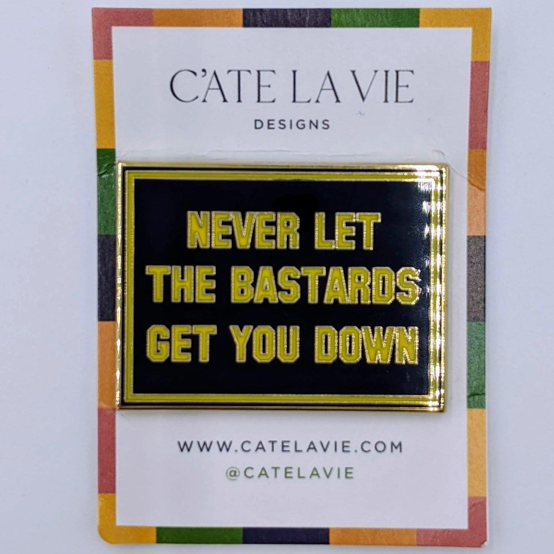 Never Let The Bastards Needle Minder Magnet (navy/yellow)