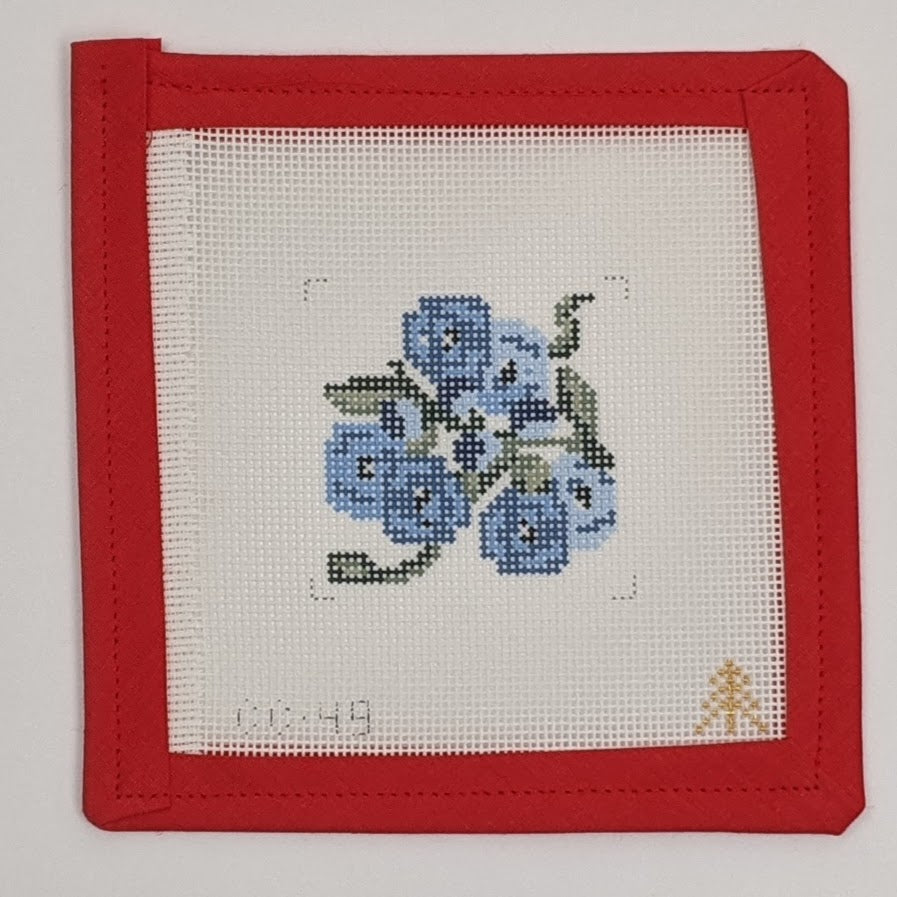 Blue Flowers on White Bag Tag