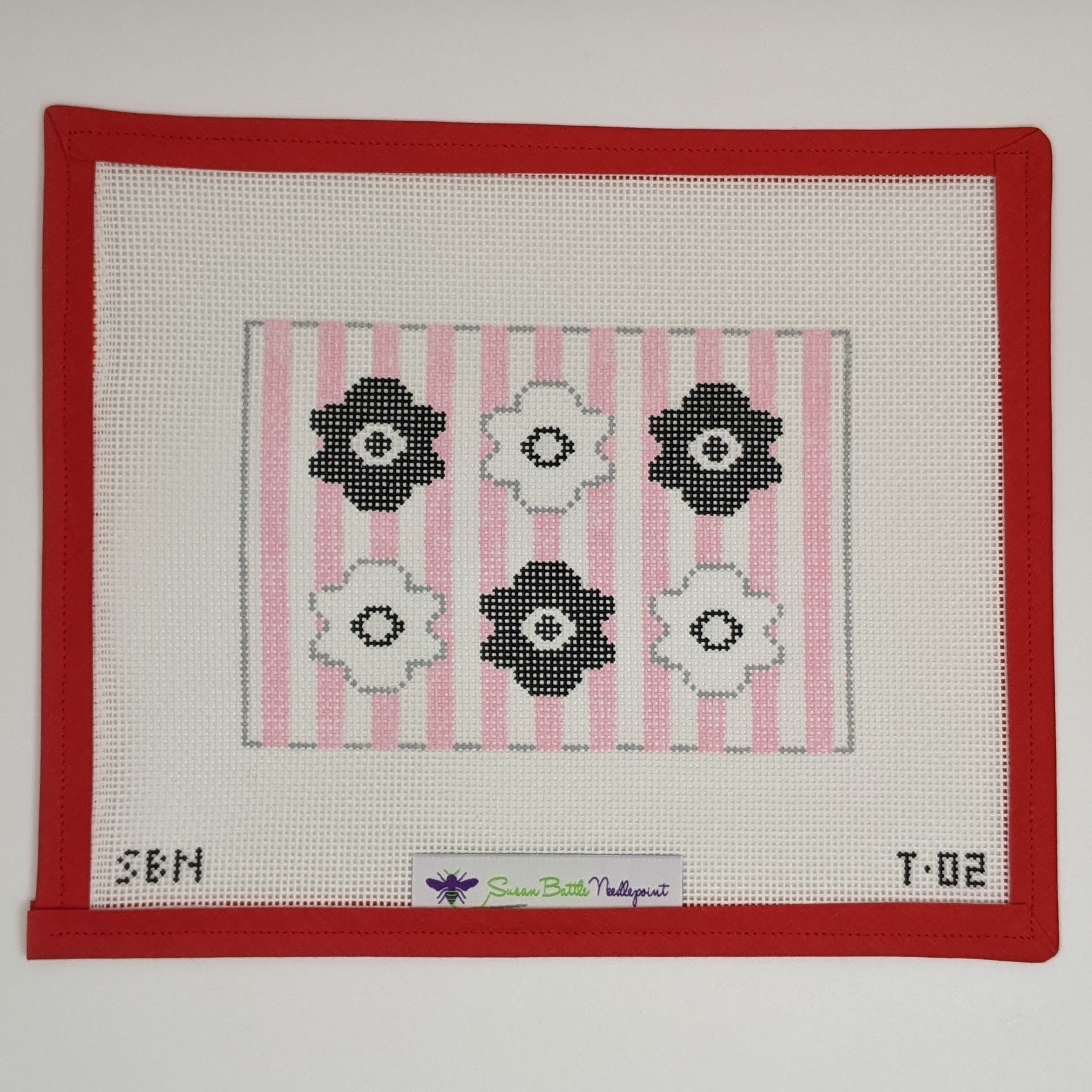 Black & White Flowers on Pink Stripes Tray Insert