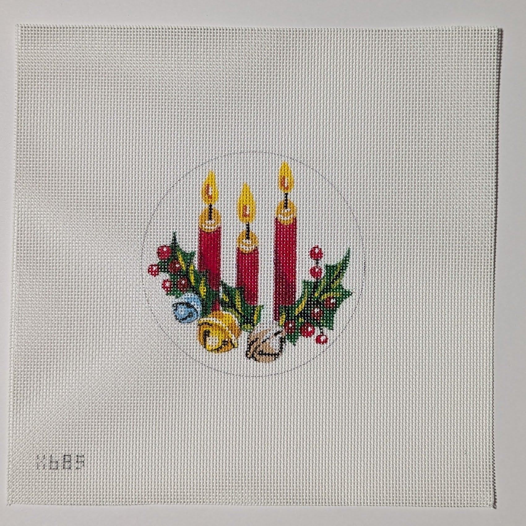 Christmas Candles w. Bells & Holly