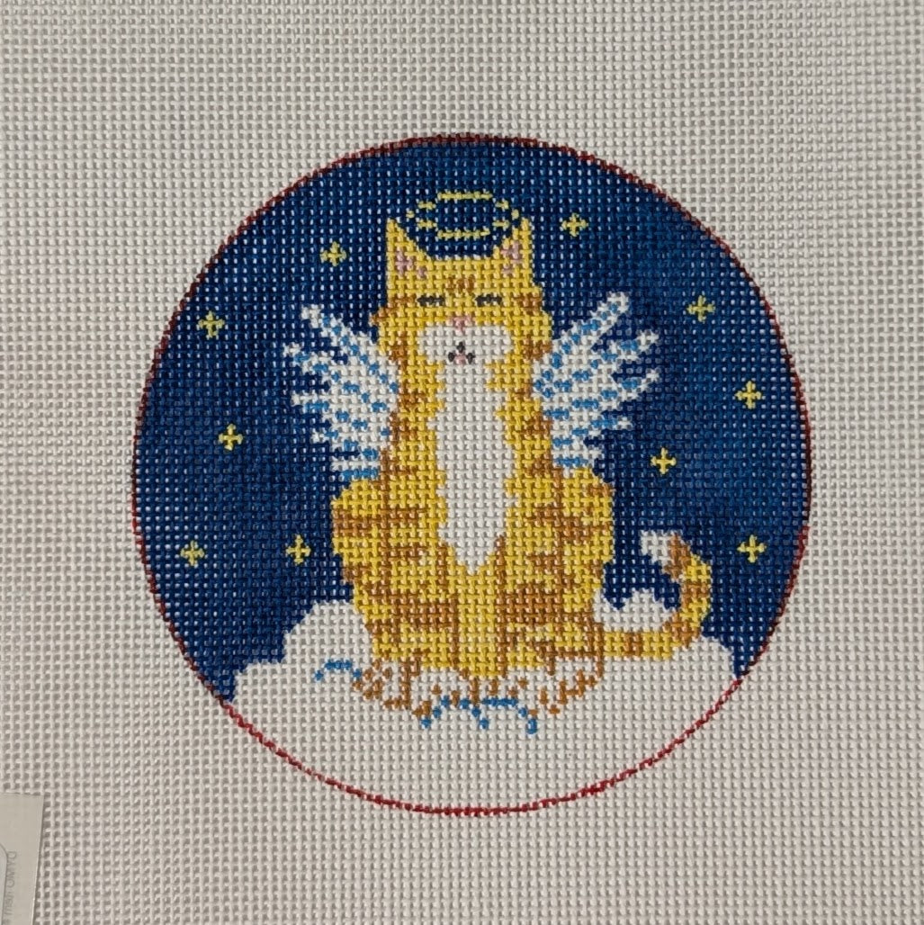 Angel Cat on Blue