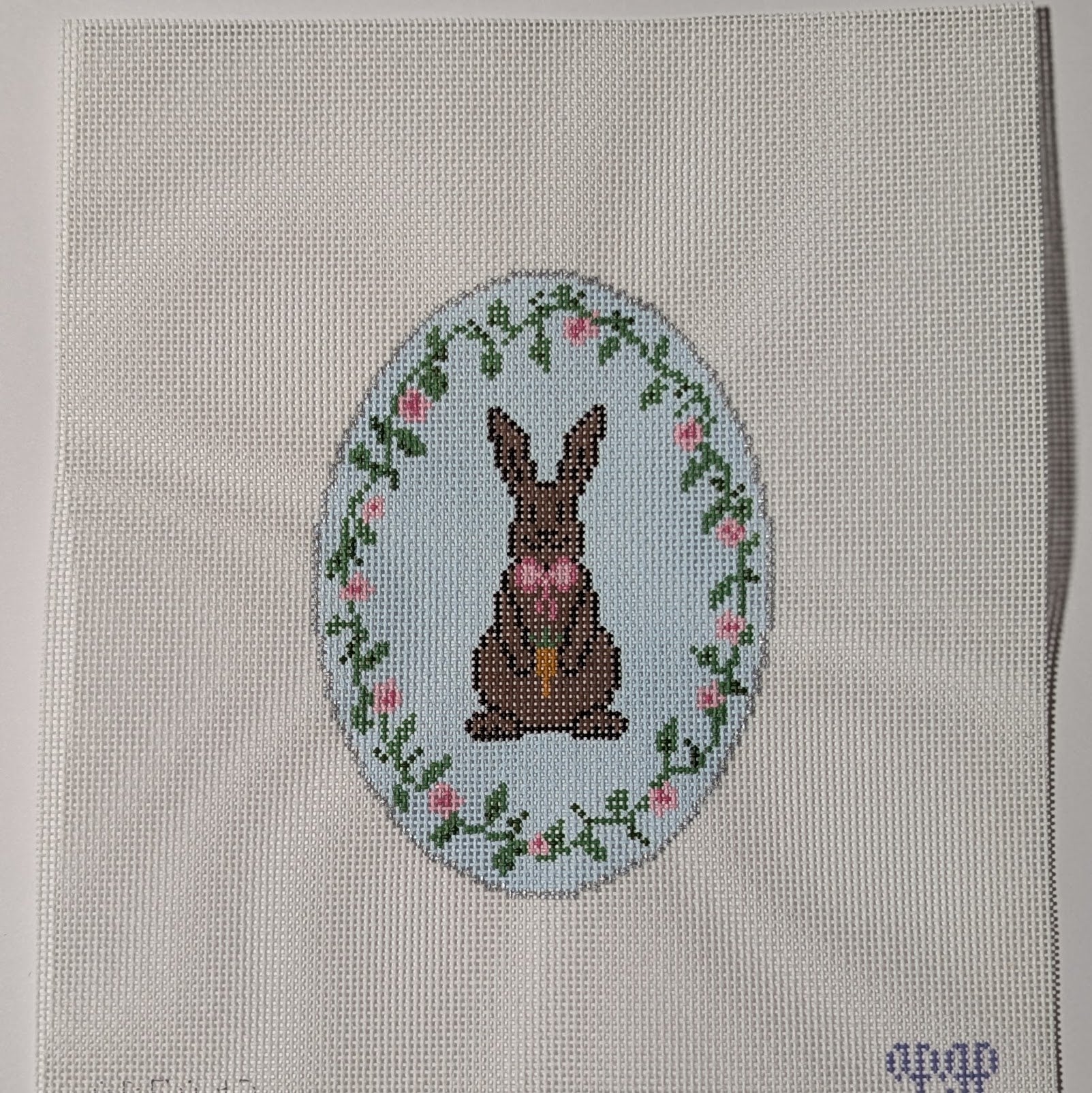 Chocolate Bunny Oval Blue
