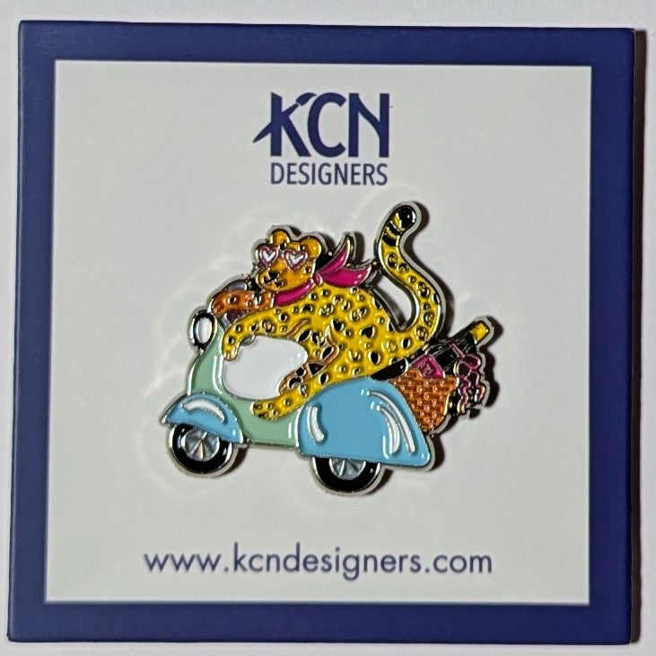 Leopard on Scooter Needle Minder Magnet