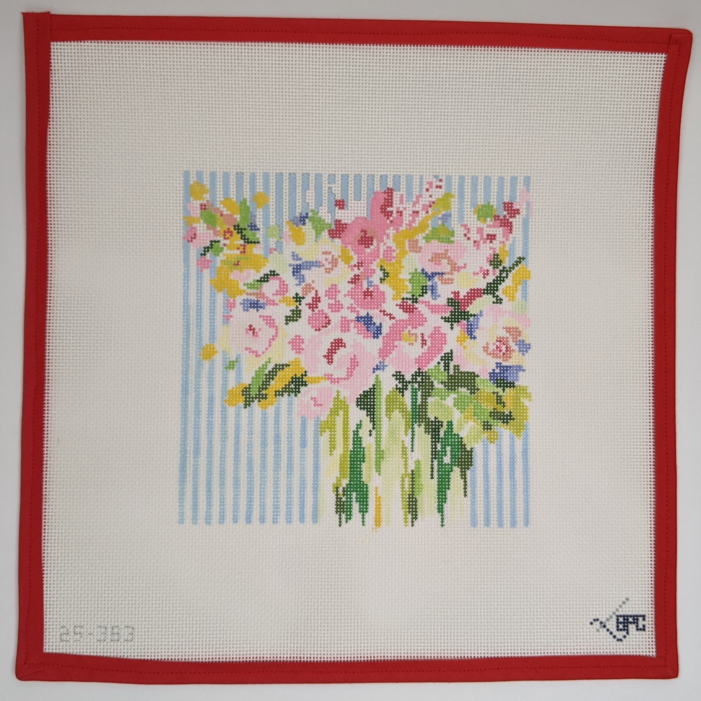 Spring Flowers w. Blue Stripes