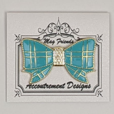 Turquoise & Gold Bow Needle Minder Magnet