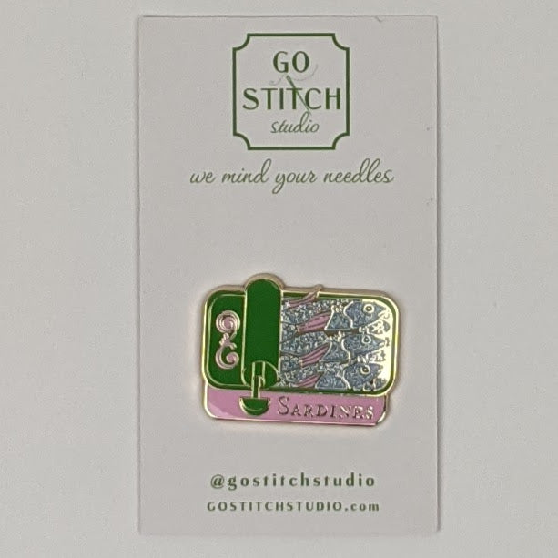 Pink & Green Sardine Can Needle Minder Magnet