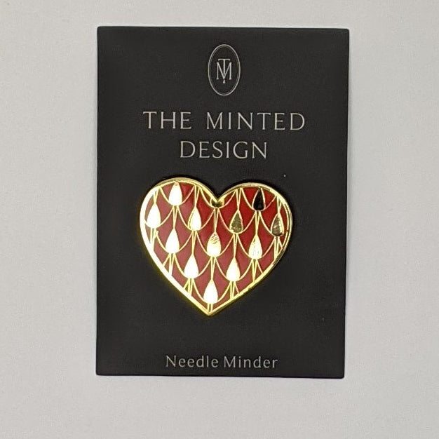 Designer Inspired Red Heart Needle Minder Magnet