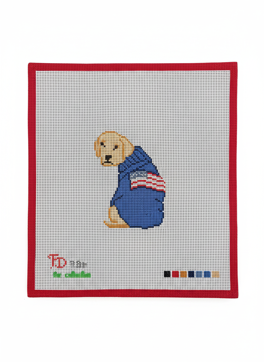 Lab Pup in Flag Sweater