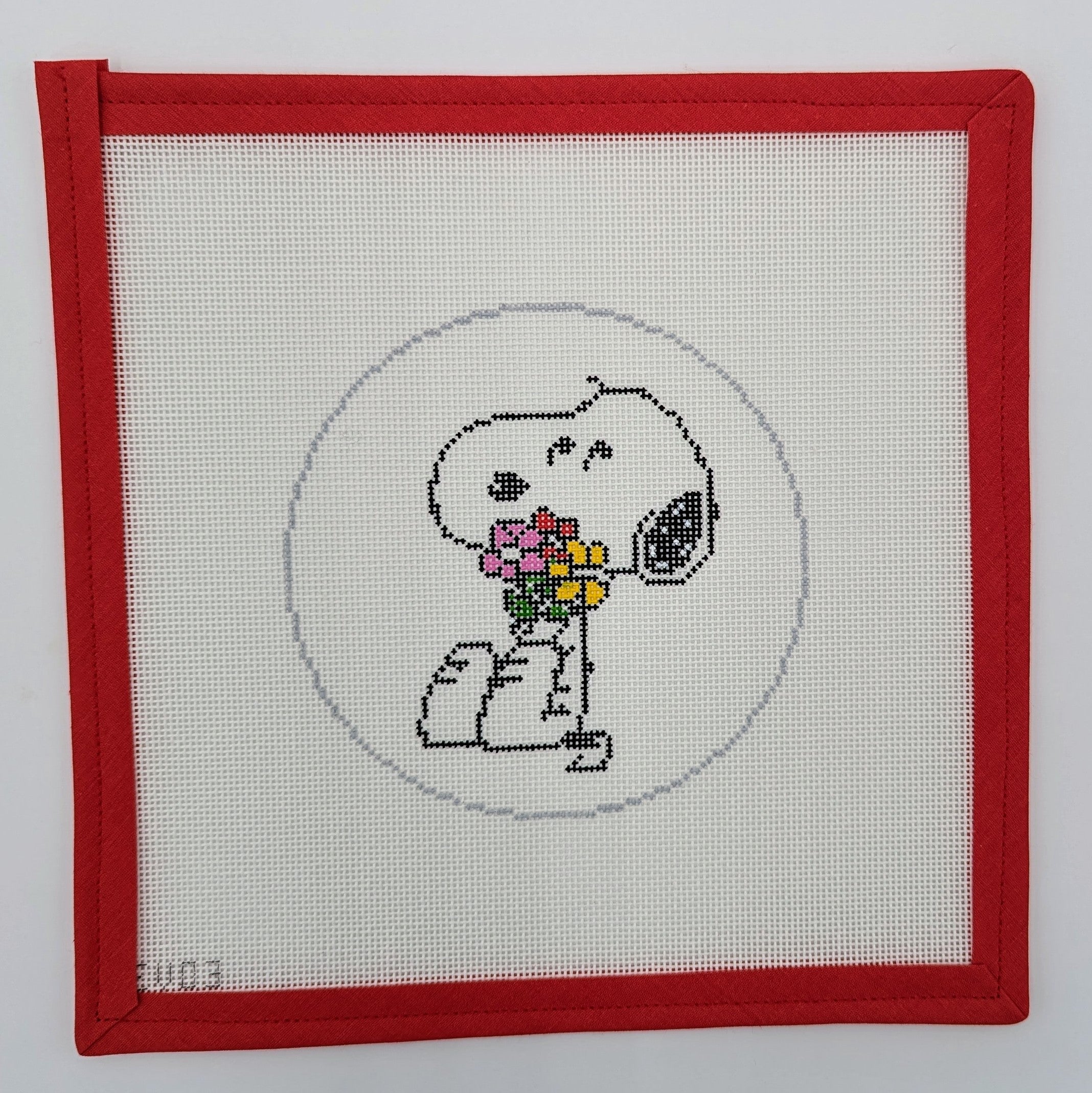 Snoopy Hugging Flowers