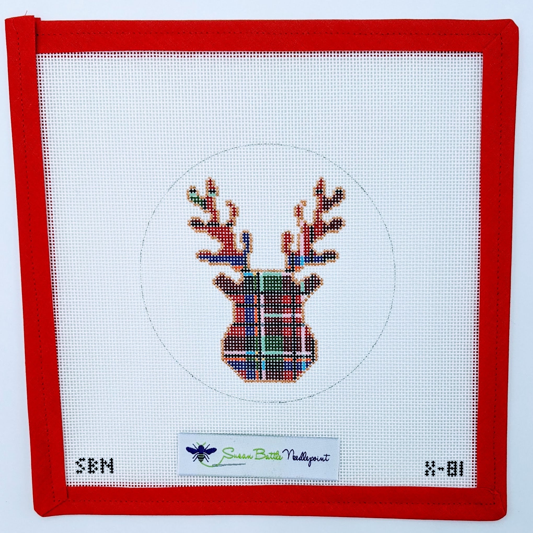 Plaid Reindeer Antlers ornament