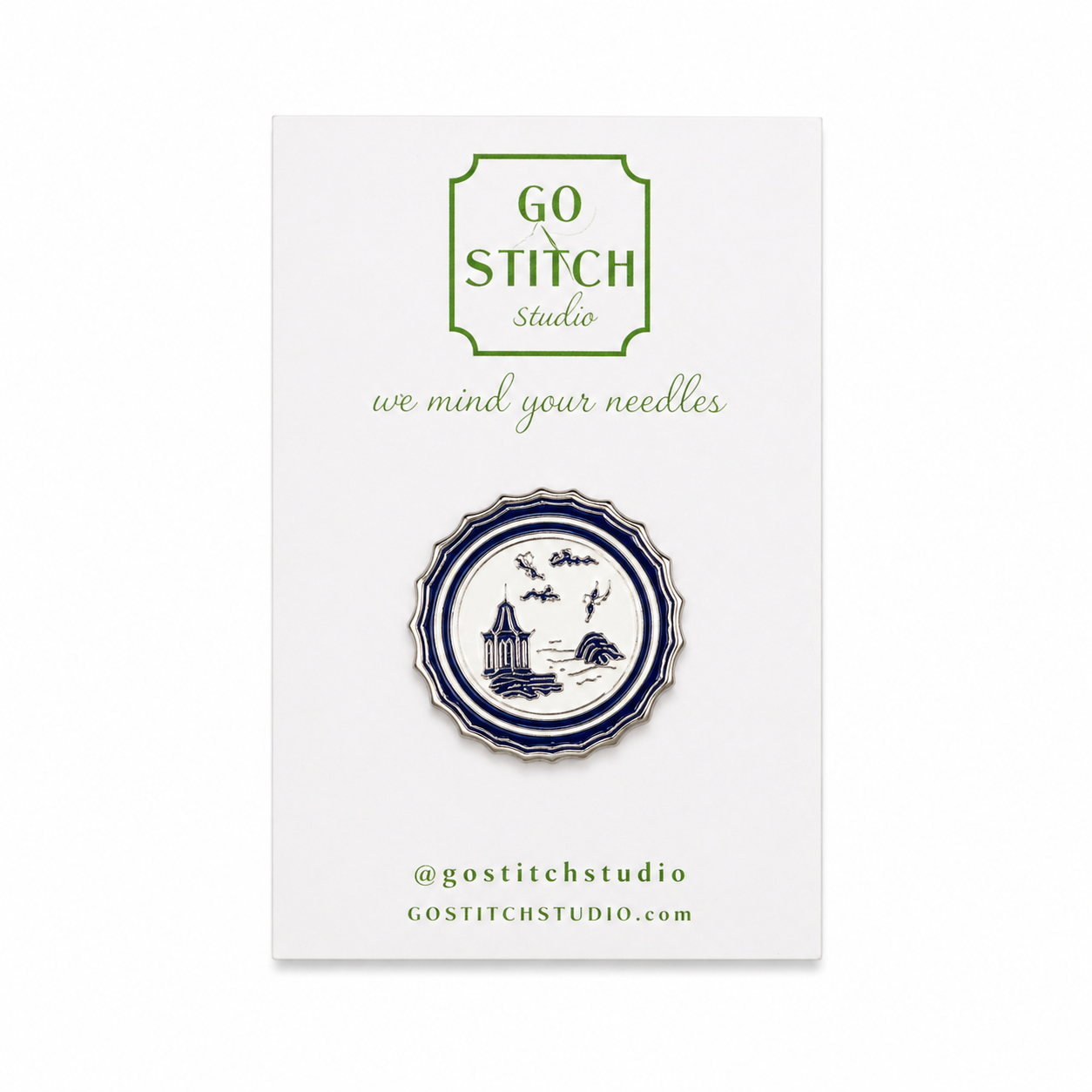 Blue Canton Plate Needle Minder Magnet