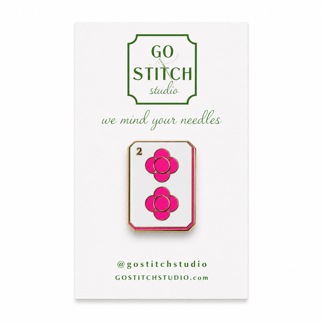 Two Dot Hot Pink Mahjong Tile Needle Minder Magnet