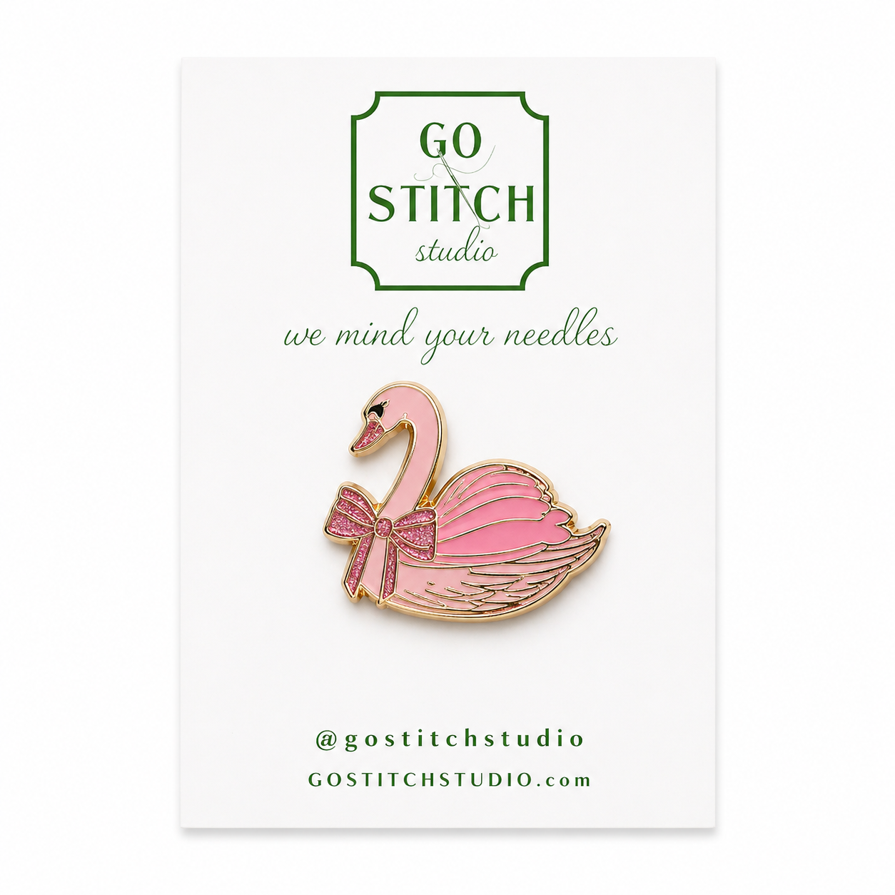 Pink Glitter Swan Needle Minder Magnet