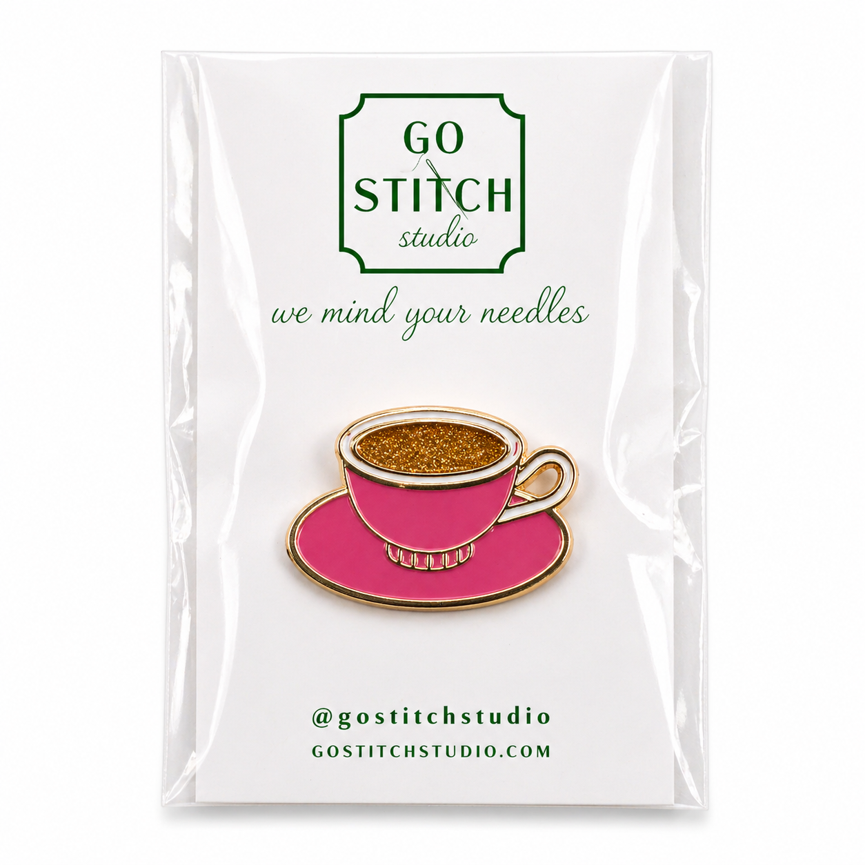 Hot Pink Tea Cup Needle Minder Magnet