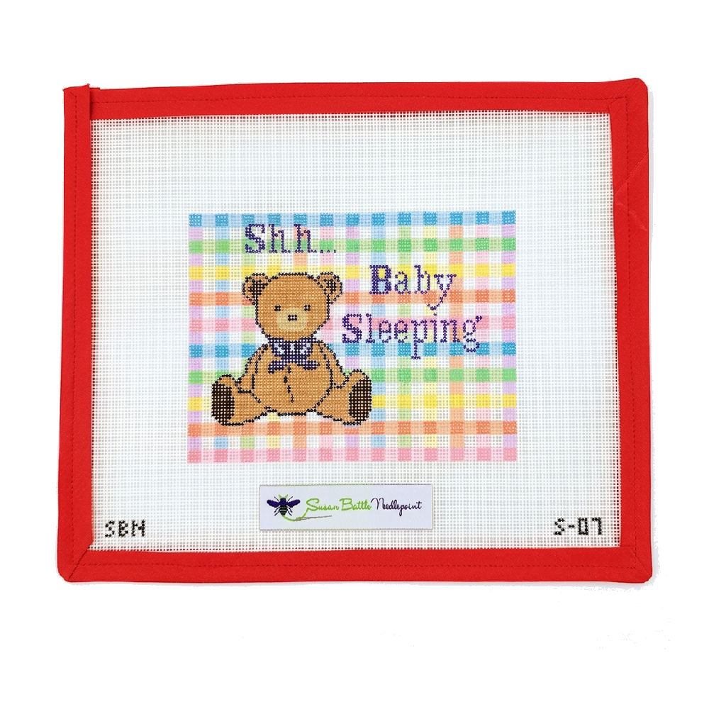 Gingham Baby Sleeping w. Bear