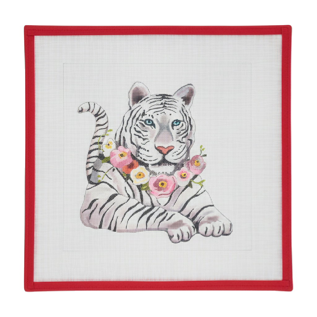 White Tiger w. Floral Necklace