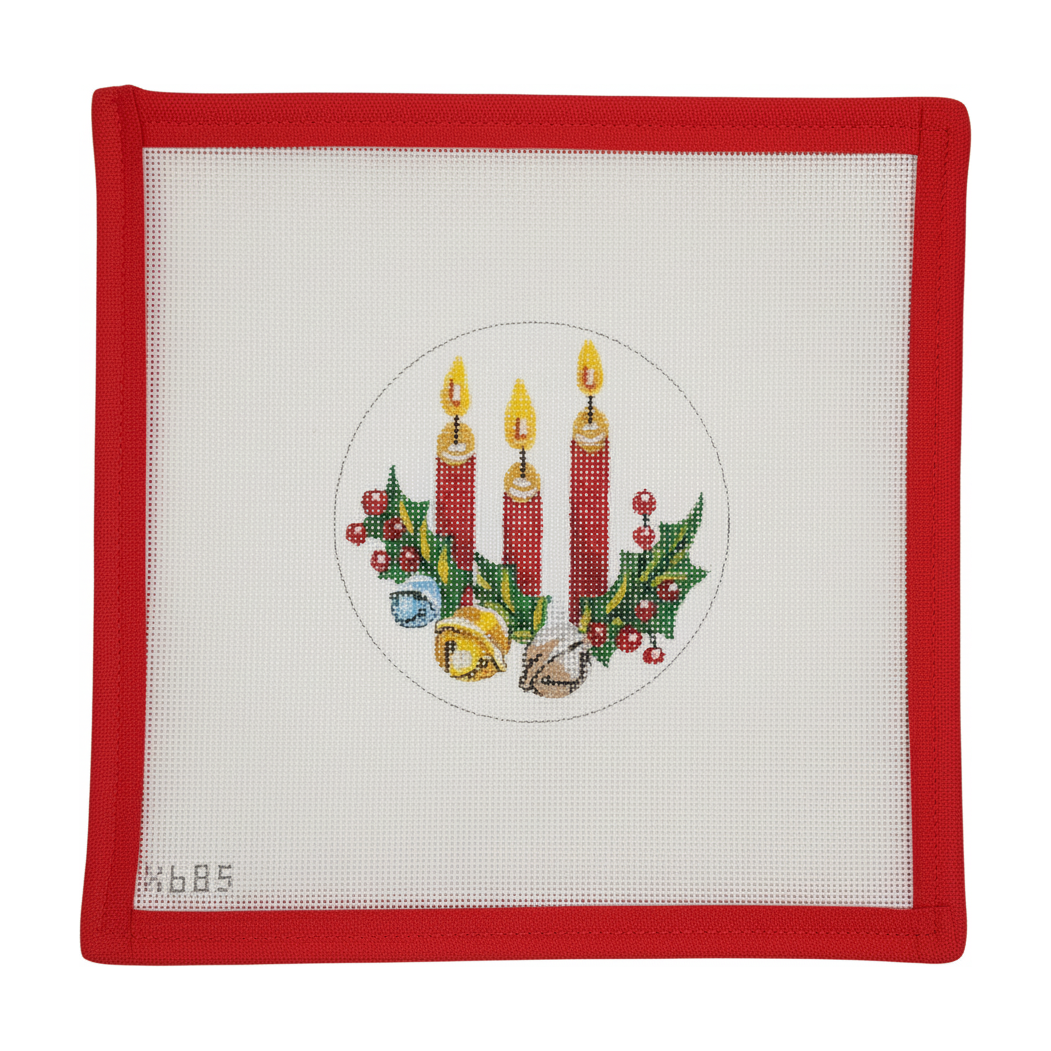 Christmas Candles w. Bells & Holly