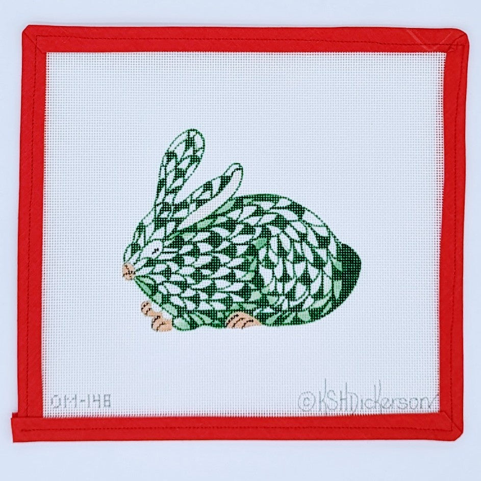 Herend Green Crouching Bunny
