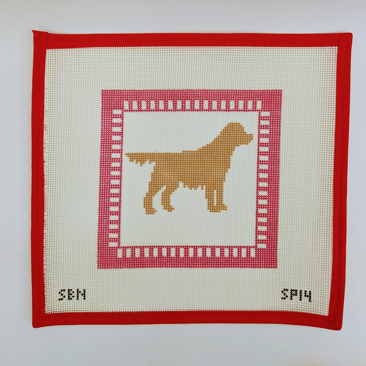 Golden Retriever with Pink Border (on 10 Mesh)