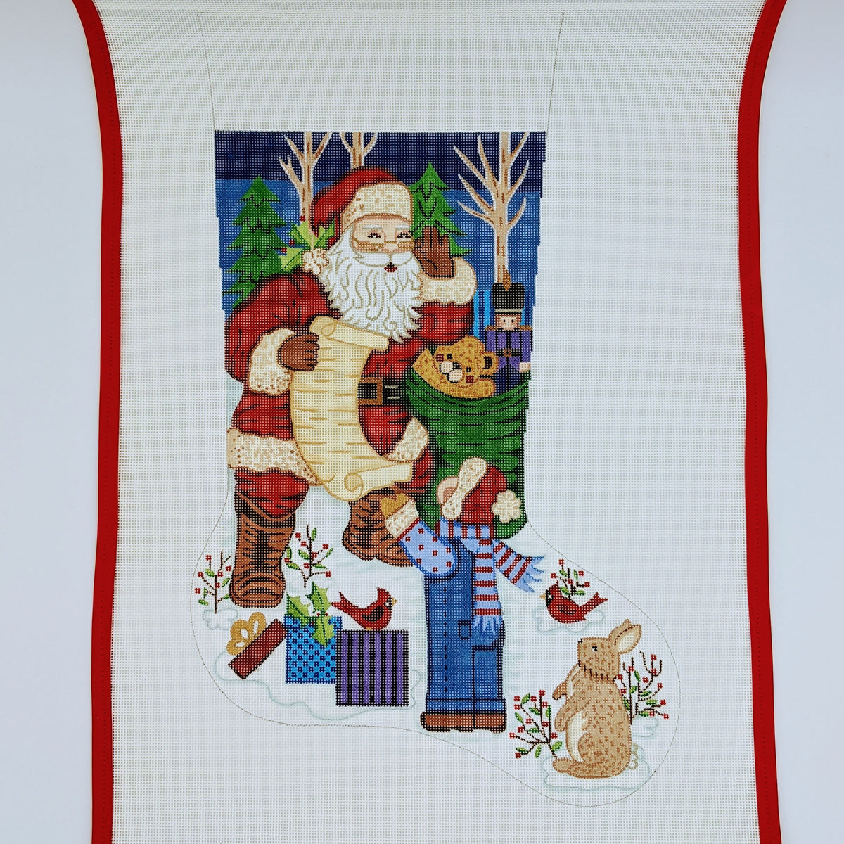 Santa with List, Little Boy, &amp; Bunny Stocking