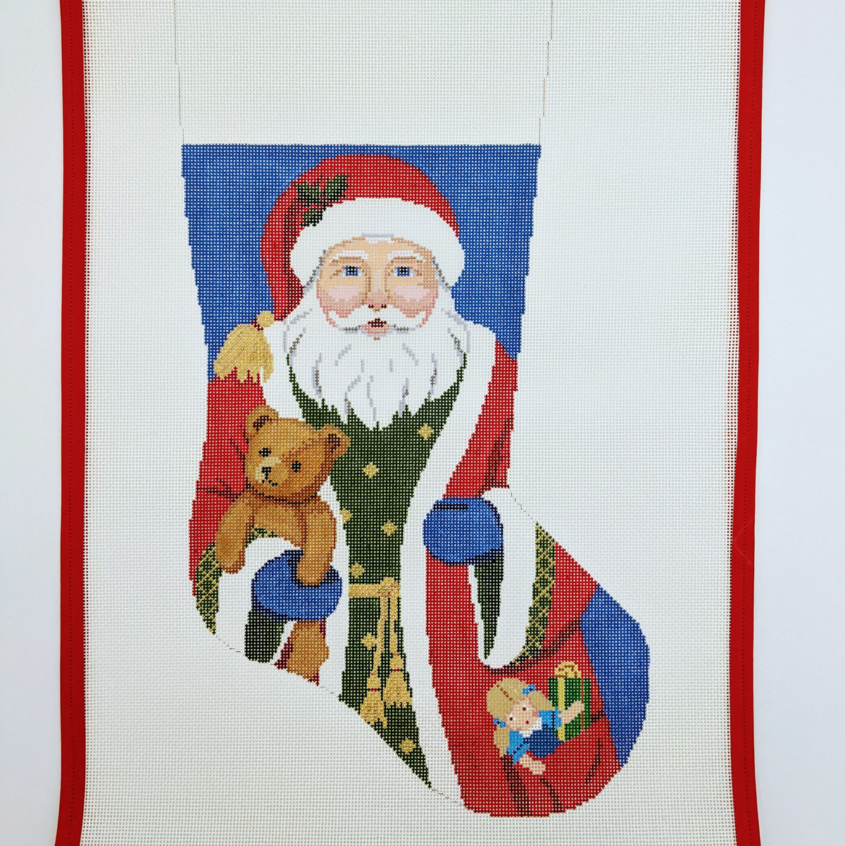 Santa with Teddy Bear Stocking