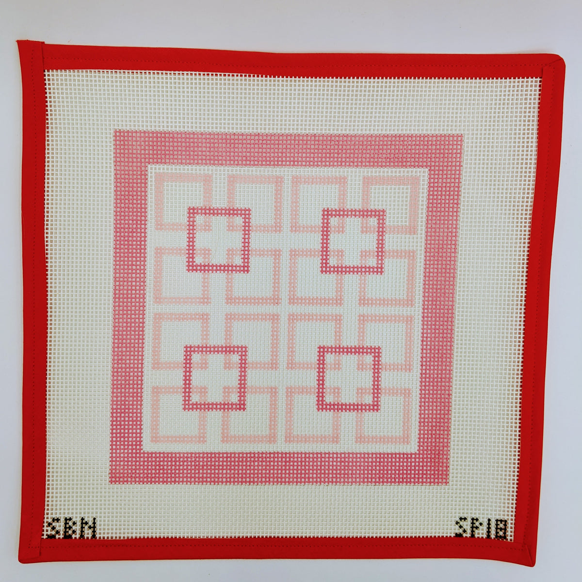 Shell Pink Squares within Squares (on 10 mesh)