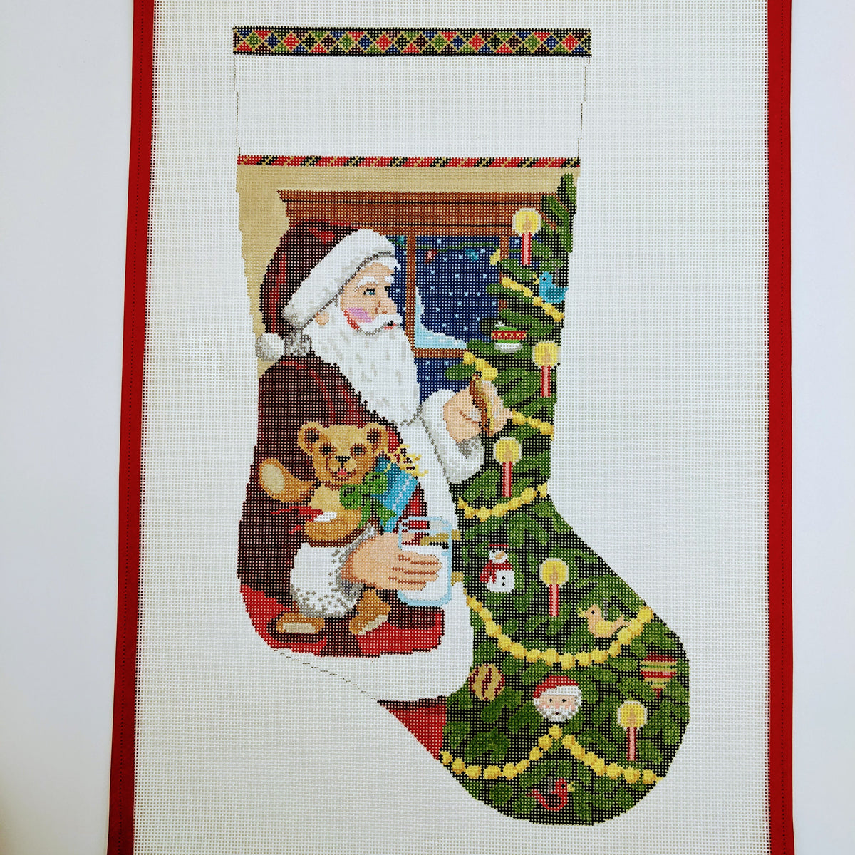 Santa with Milk &amp; Cookies Stocking