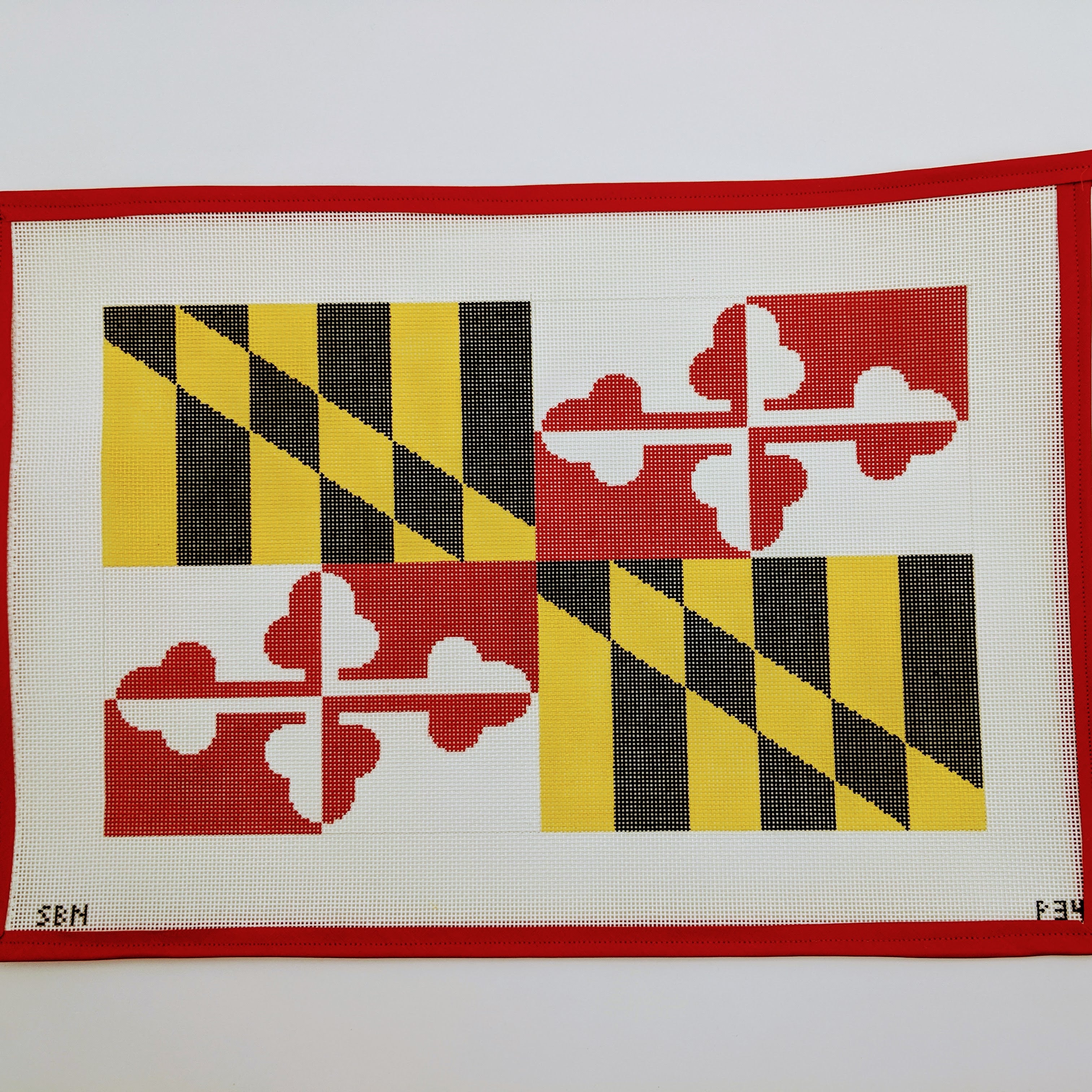 Maryland Flag Pillow Canvas on 13 Mesh