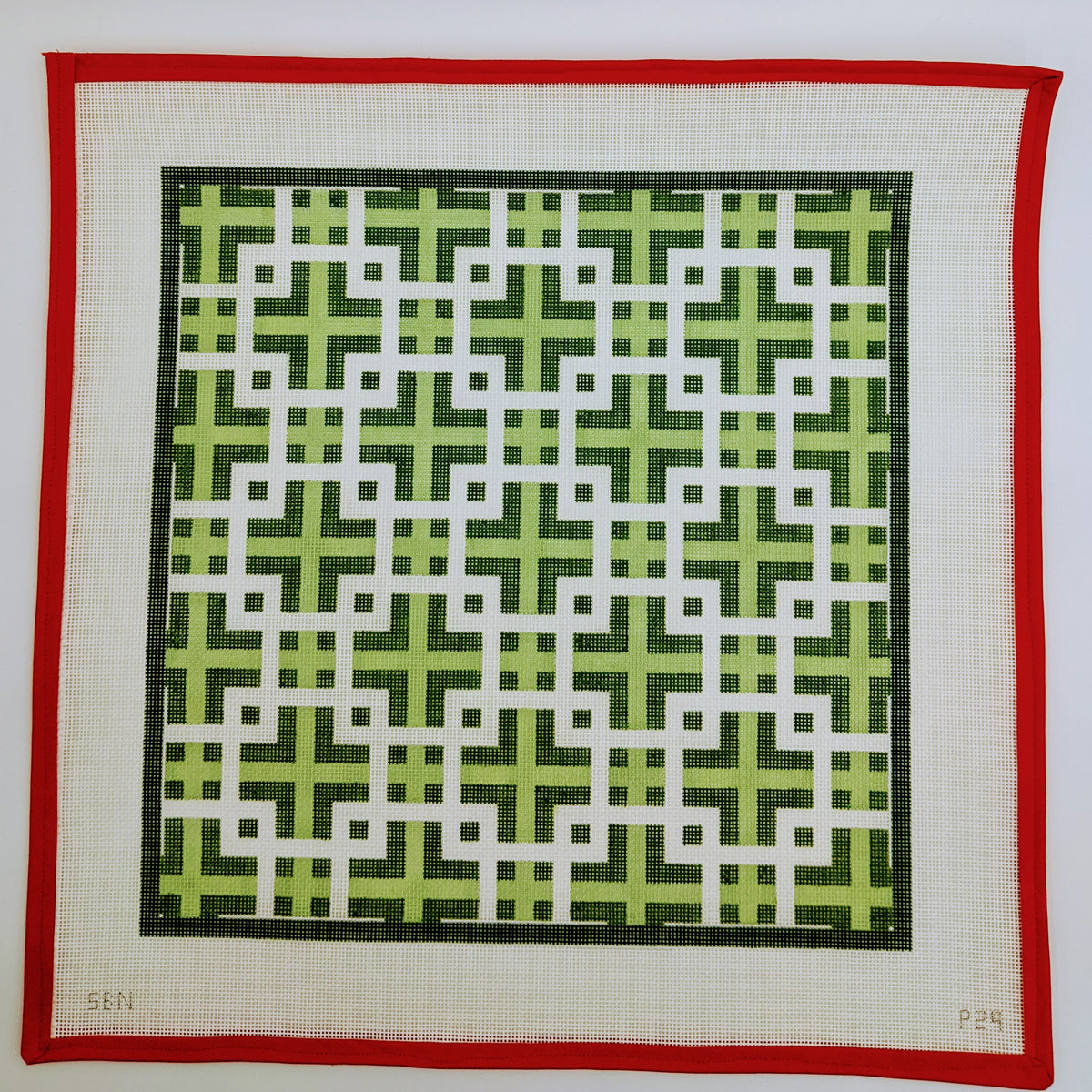 Green Geometric Pillow