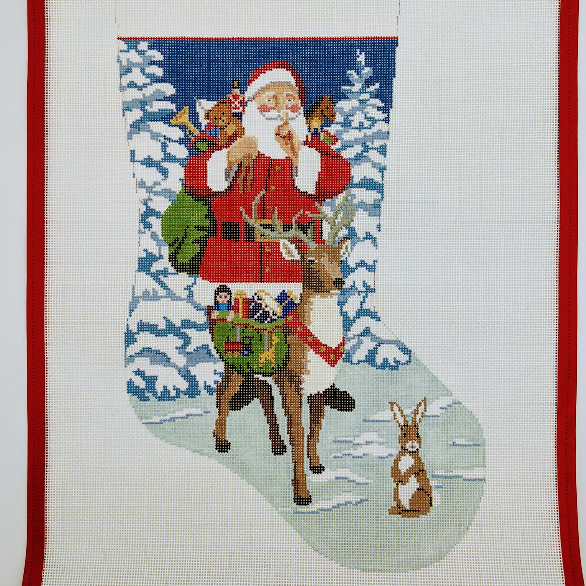 Shh, Santa &amp; Reindeer Bringing Toys Stocking