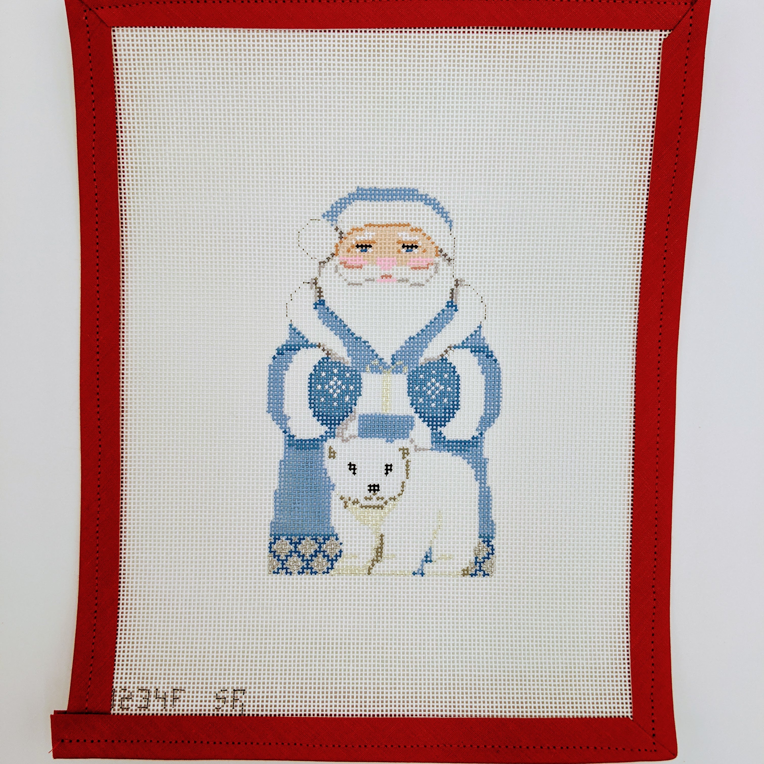 Arctic Santa in Blue Coat w. Polar Bear