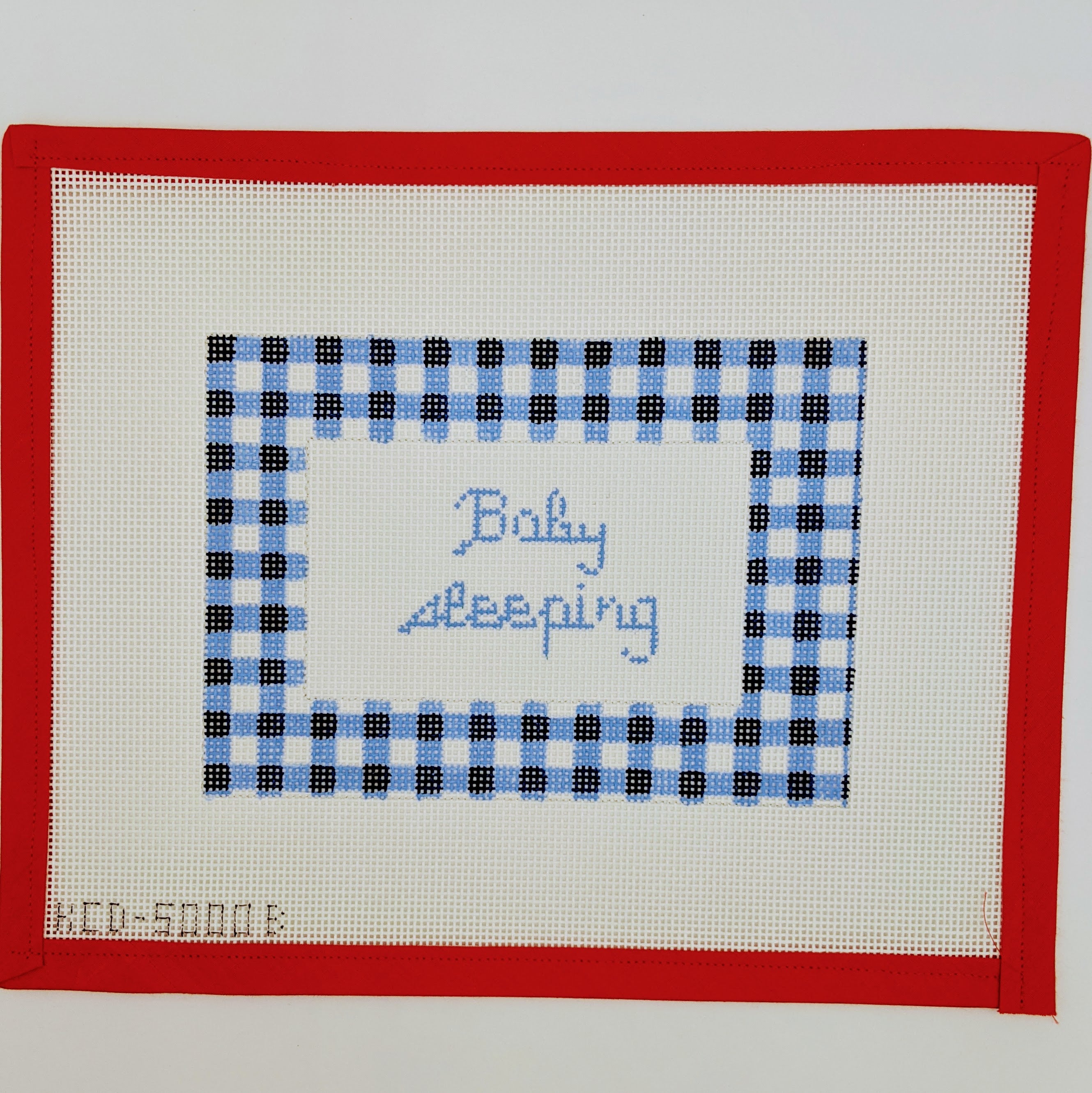 Gingham Baby Sleeping Blue