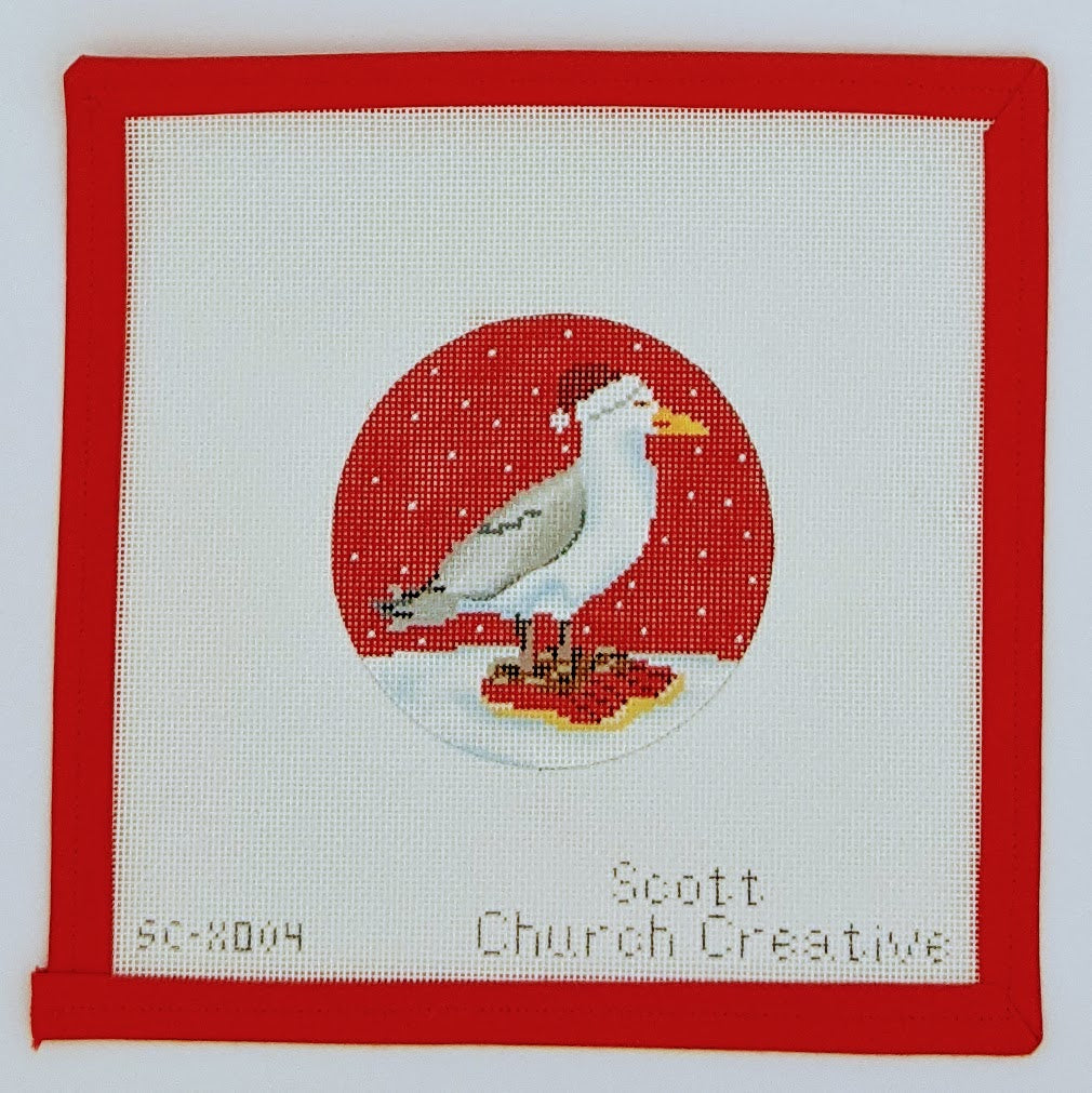 Seagull in Santa Hat Ornament