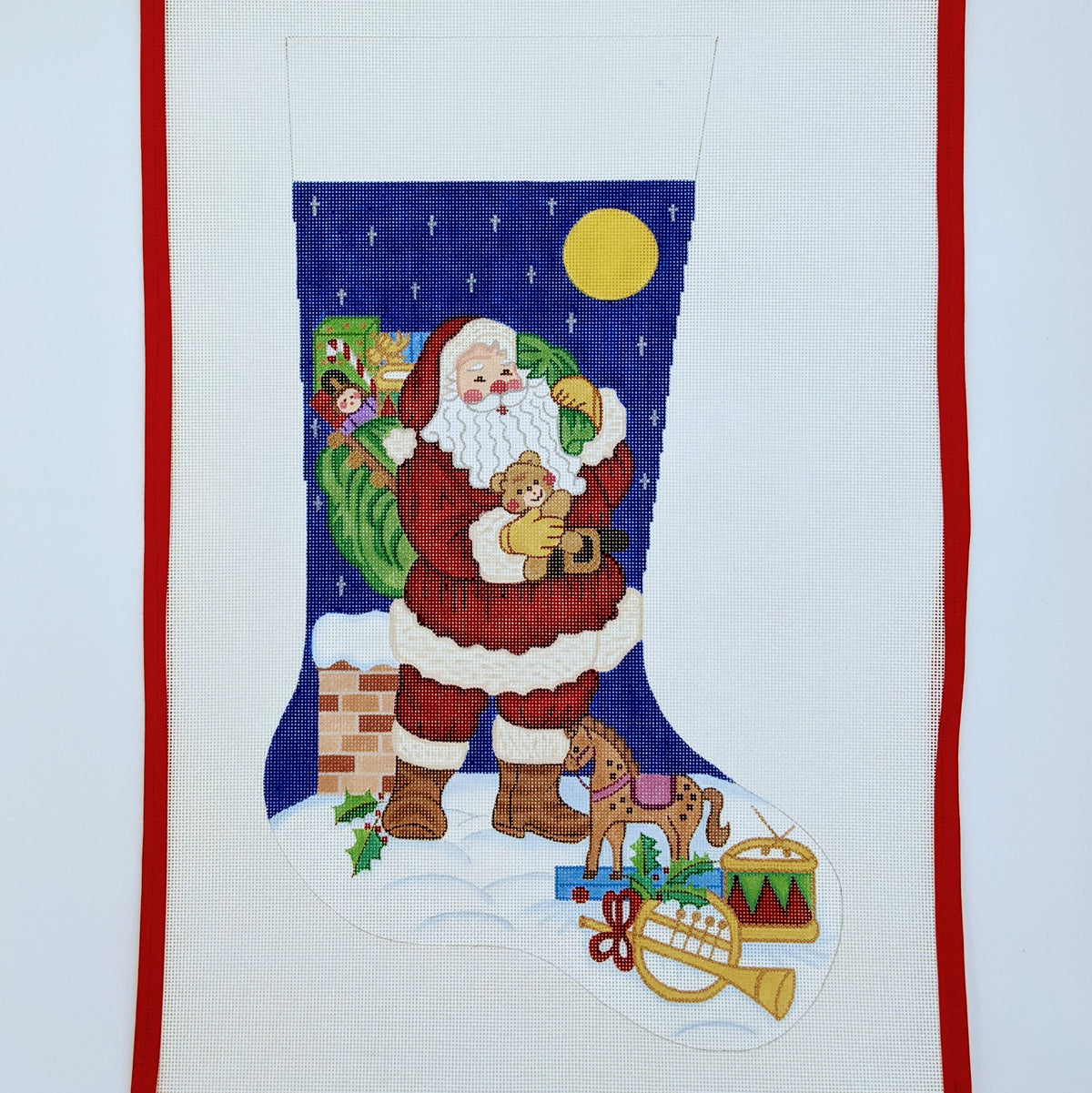 Santa on Chimney w. Toy Bag Stocking