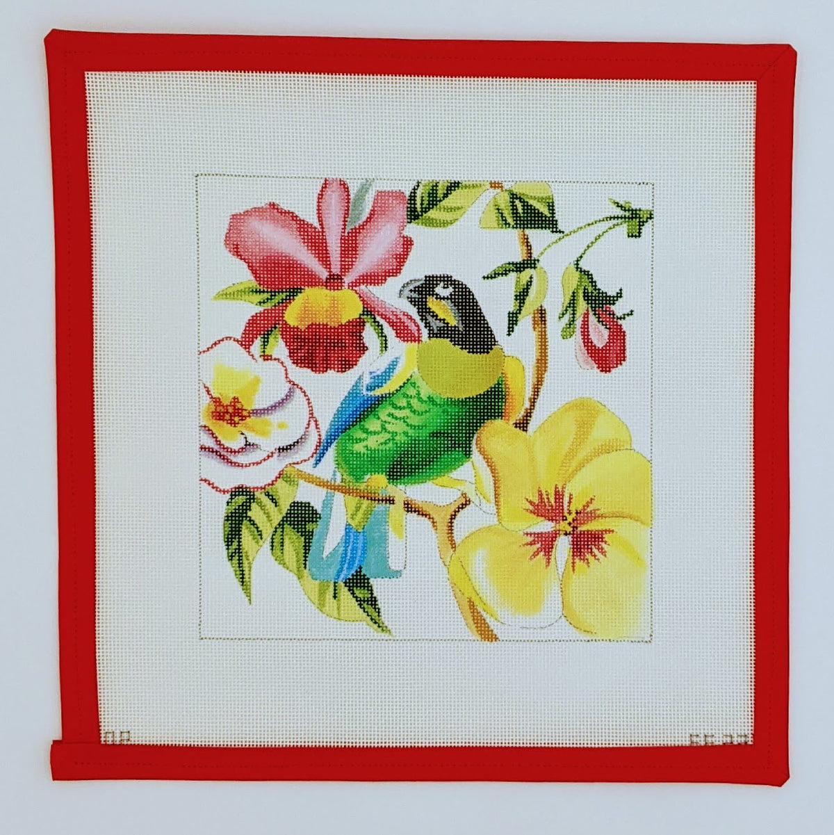 Floral with Green Bird