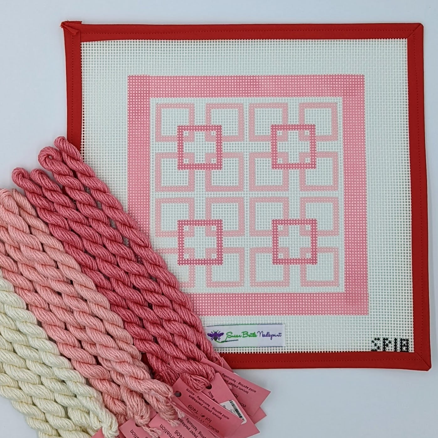 Shell  Pink Squares within Squares (on 10 mesh) WITH FIBERS